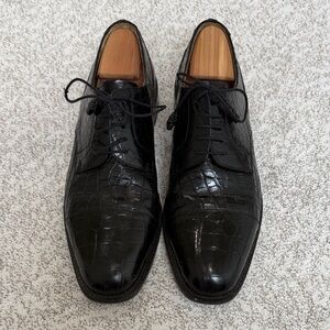 Johnson & Murphy Black Alligator Oxfords
